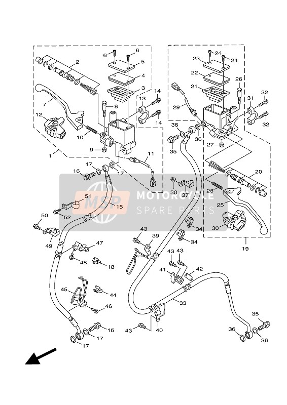 1DKF588G0000, Holder,  Brake Hose, Yamaha, 0